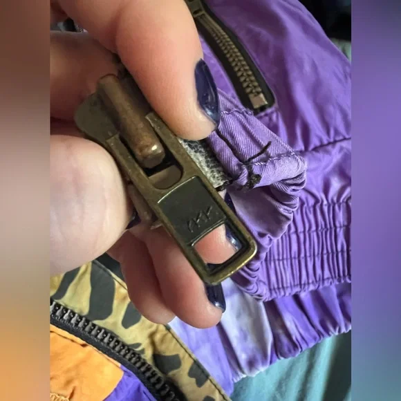 Vintage Dress the Bone Tie Dye Leopard Purple and Orange Quilted Ski Jac… - Picture 12 of 14